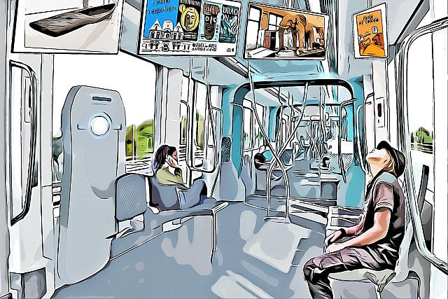 case-141-Sacham-dans-le-tram-qui-regarde-les-affiches-,-musée-d'Afrique